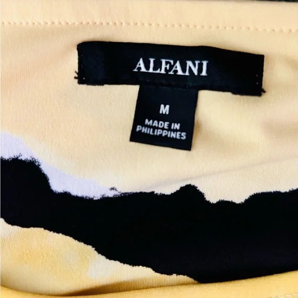Alfani Yellow Black A-Line Dolman Sleeve Top - Picture 3 of 3